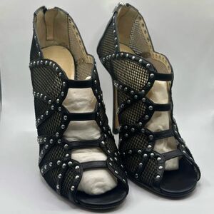 Jimmy Choo Black Mesh Studded Booties Size 37.5